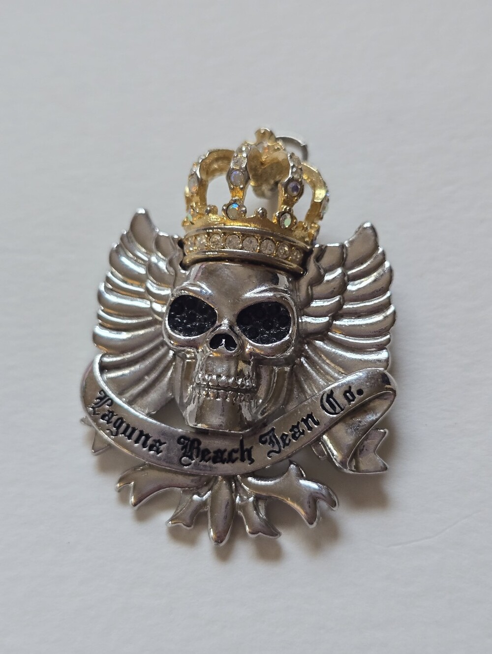 Laguna Beach Jean Co Skull Pendant with Gold Crown Accent